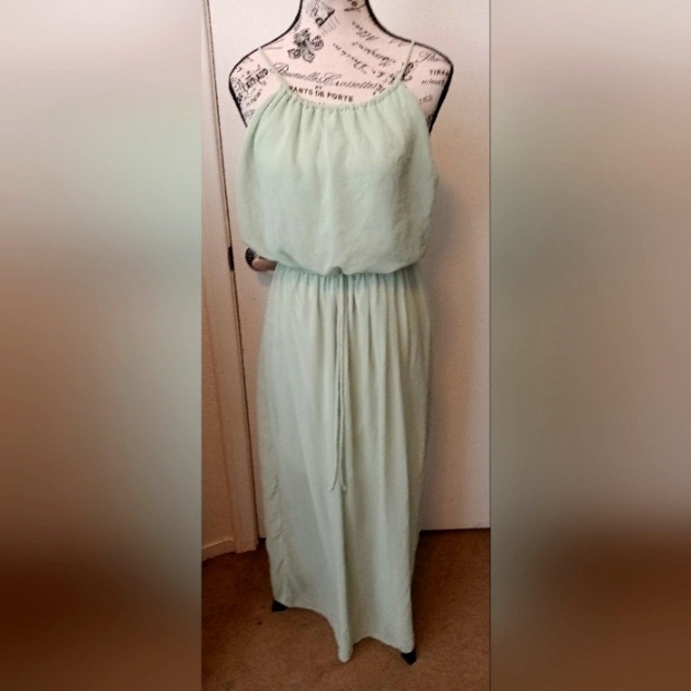 NEW Sweet Storm's Pastel Green Flowy Grecian Maxi Dress